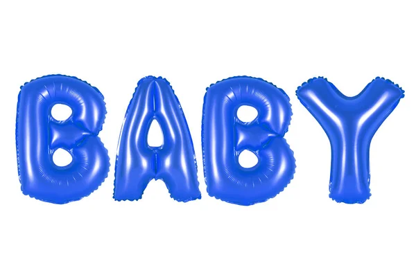 Baby i alfabetet från mörka blå ballonger — Stockfoto