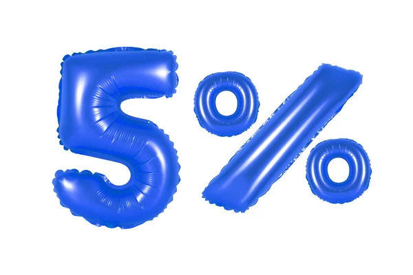Pět 5 procent z tmavě modré balónky — Stock fotografie