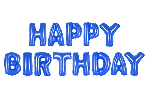 Feliz cumpleaños en alfabeto inglés de globos azul oscuro —  Fotos de Stock