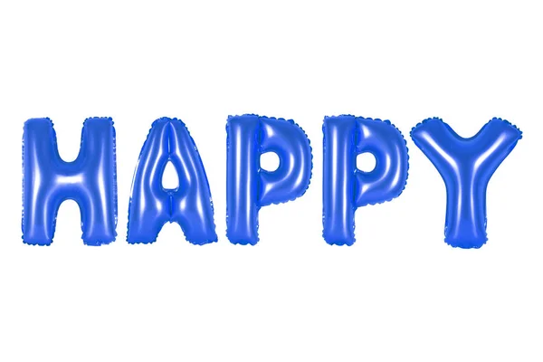 Happy in english alphabet from dark blue balloons — Stock Photo, Image