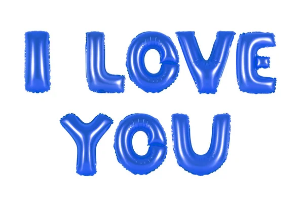 I love you in english alphabet from dark blue balloons — Stock Photo, Image