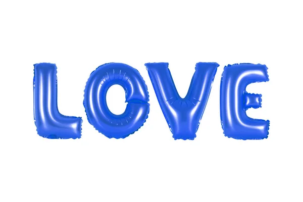 Amore in alfabeto inglese da palloncini blu scuro — Foto Stock