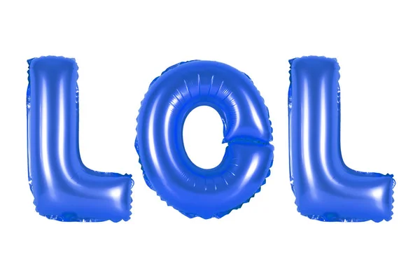 Lol w alfabetu angielskiego z ciemno niebieskie balony — Zdjęcie stockowe