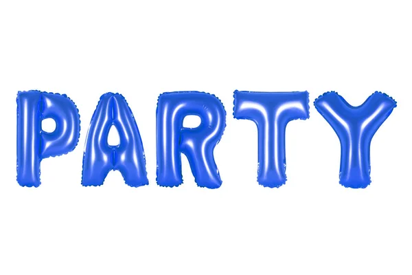 Impreza w alfabetu angielskiego z ciemno niebieskie balony — Zdjęcie stockowe