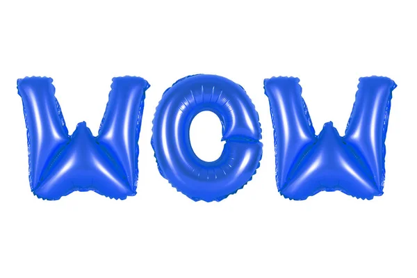 Wow in alfabeto inglese da palloncini blu scuro — Foto Stock