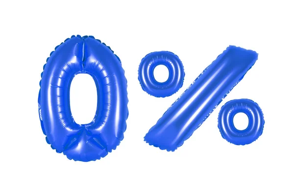Nul 0 procent ten opzichte van ballonnen donkerblauw — Stockfoto