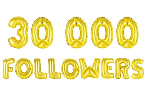 3 万的追随者，黄金色 — 图库照片