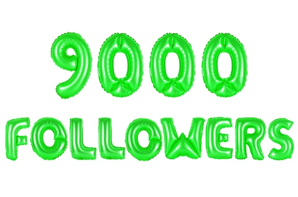 Devět tisíc následovníků, zelená barva — Stock fotografie