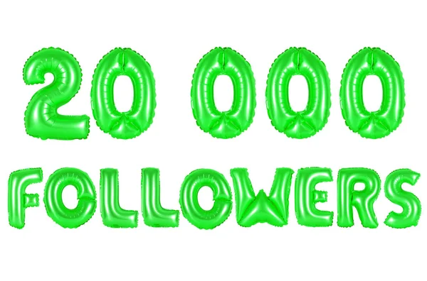 20 тисяч послідовників, зелений колір — стокове фото
