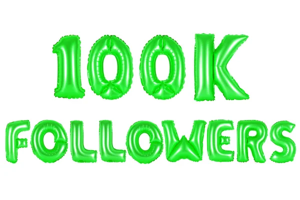 One hundred thousand followers, green color — Stock Photo, Image