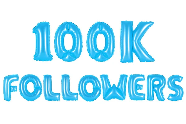 One hundred thousand followers, blue color — Stock Photo, Image