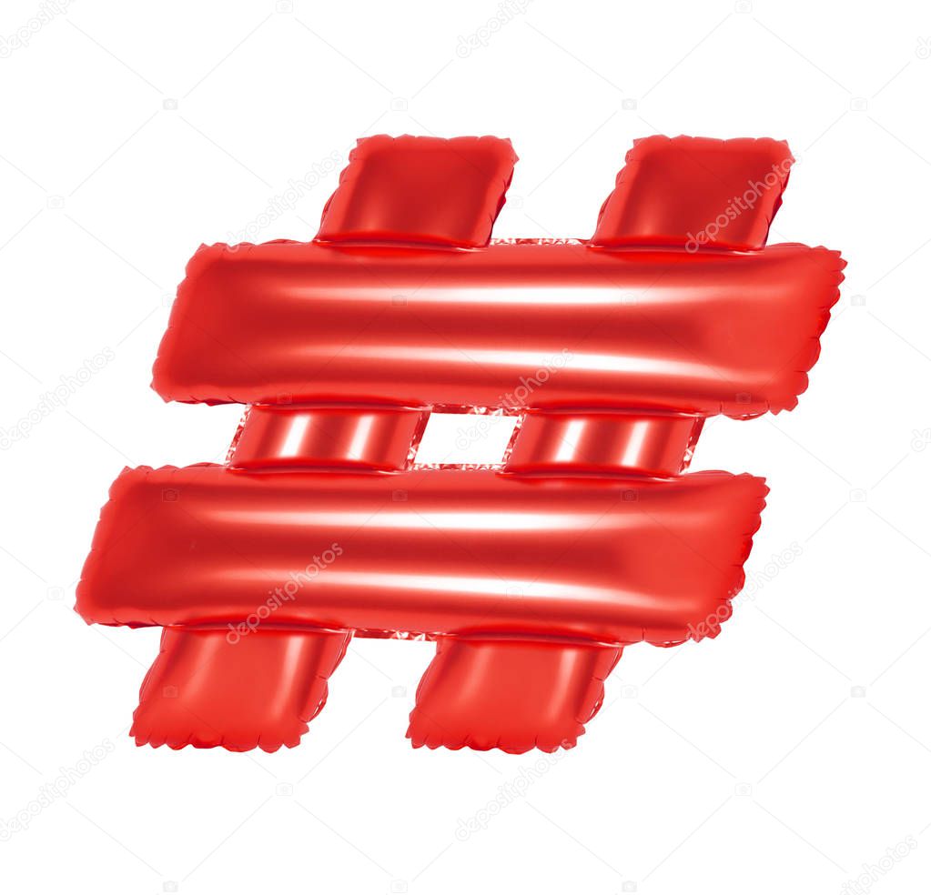 hashtag sign, red color