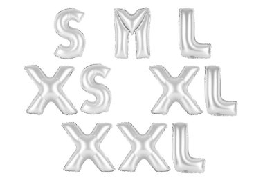 Elbise boyutu aralığı kümesi, (s, m, l, xs, xl, xxl), Krom (gri) co
