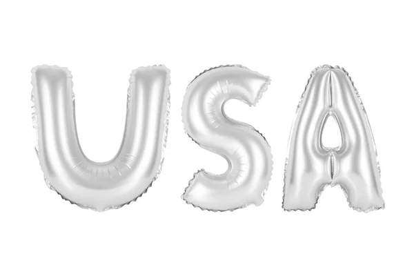 USA abbreviation, United States of America, chrome (grey) color — Stock Photo, Image