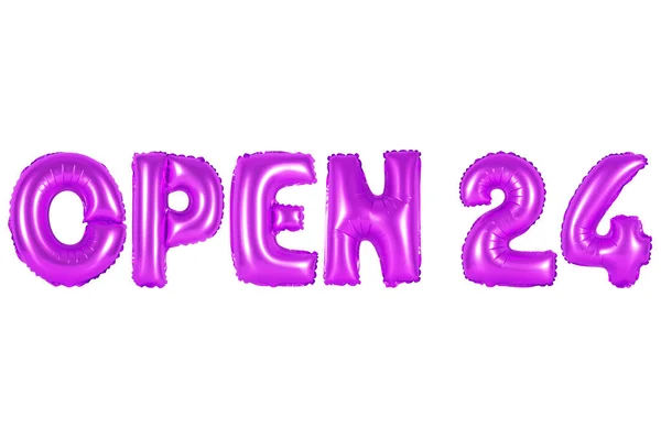 Open van 24 uur, paarse kleur — Stockfoto