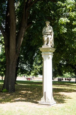 Bratislava Kalesi 'ndeki ünlü Slovakya manzaralı heykel