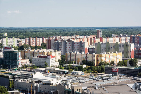 aerial view over bratislava residential buildings