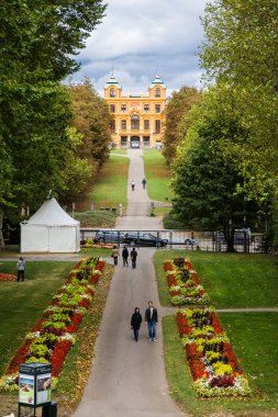 path through park of baroque castle in ludwigsburg