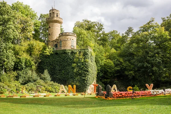 Old fairy tail castle on hill top Εικόνα Αρχείου