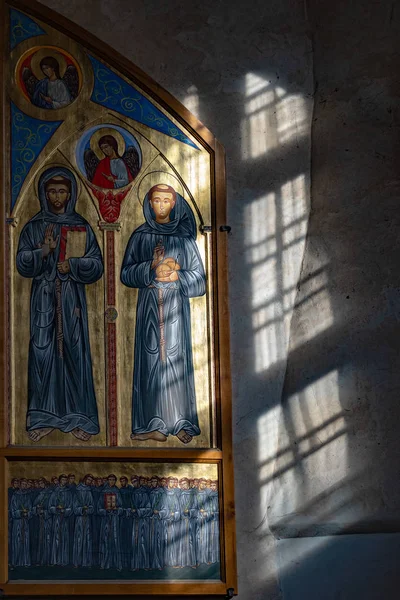 Ett Fragment Insidan Kyrkan Vilnius Belyses Solljus Del Målning Föreställande — Stockfoto