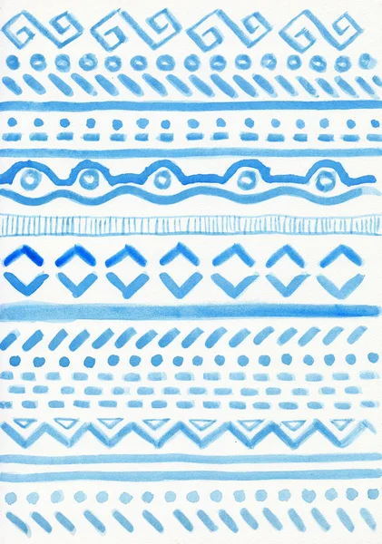 Patrón azul ornamentado tribal —  Fotos de Stock