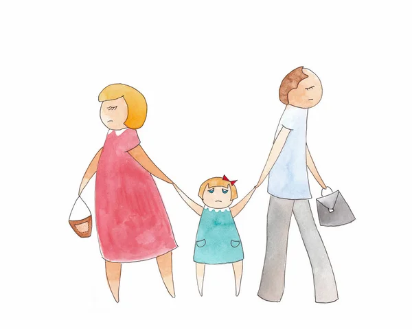 illustration family with baby