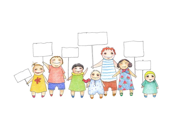 Watercolor illustration of children — Stock Photo, Image