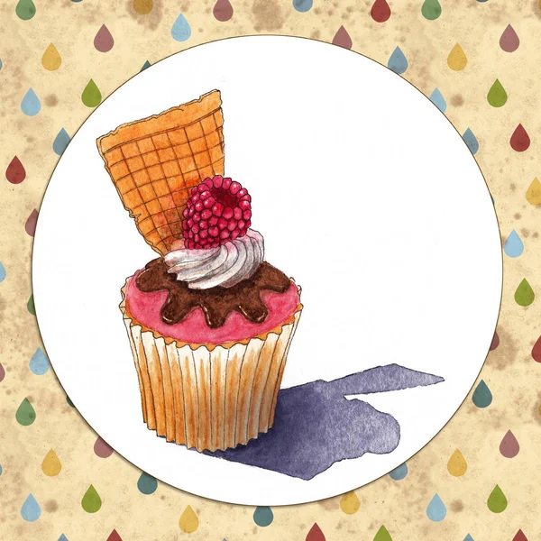 Hintergrund mit leckerem Cupcake — Stockfoto