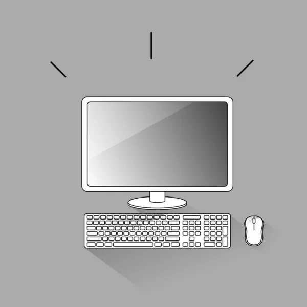 白い背景にコンピュータのラップトップオブジェクトベクトル グラフィックデザインのためのラインアート作品 — ストックベクタ