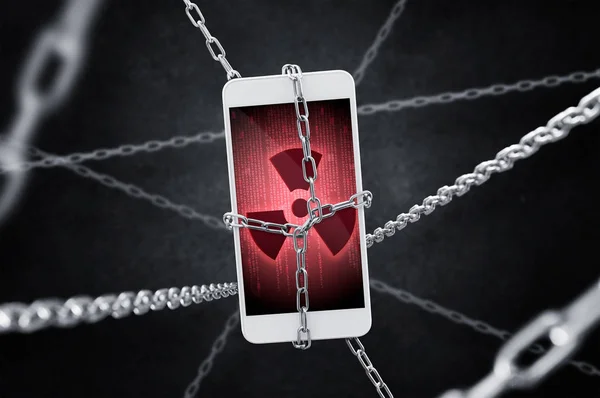 Vězněný smartphone s šifrovaná data — Stock fotografie