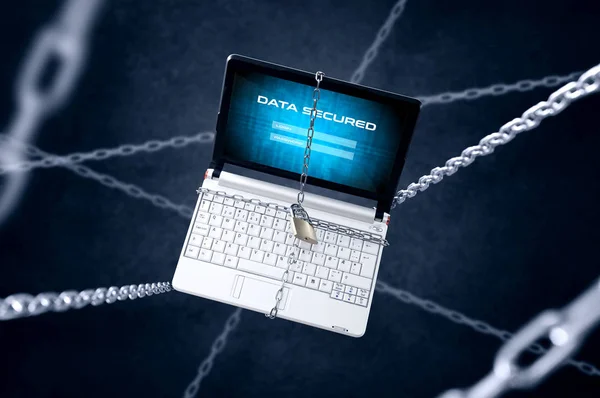 Laptop encadeado com painel de login . — Fotografia de Stock