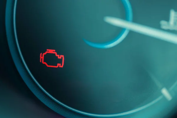 Check engine light on dashboard of modern car — Stock Photo, Image