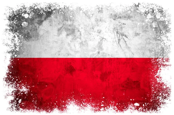 Національний прапор Польщі на конкретні тлі гранж — стокове фото