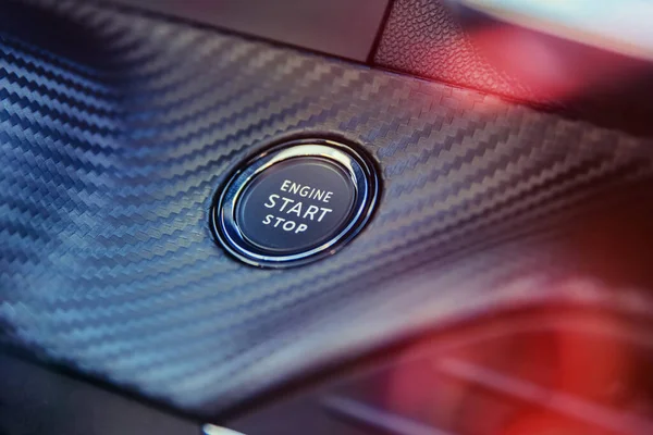 Engine Start Stop Button Modern Sport Car — Stock Photo, Image
