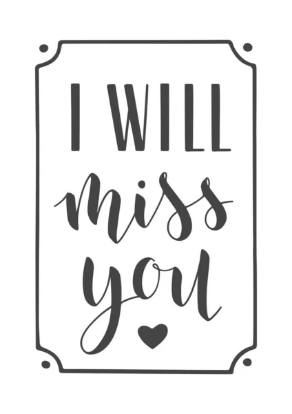 Cartas manuscritas de I Will Miss You. Ilustración vectorial . — Archivo Imágenes Vectoriales