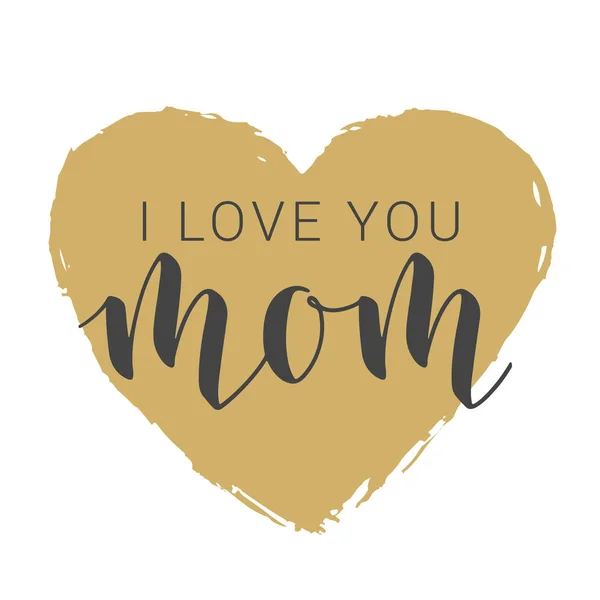 Odręczne pismo "Kocham cię mamo". Ilustracja wektora. — Wektor stockowy