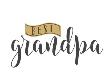 En İyi Büyükbaba 'nın El Yazması Mektubu. Vektör İllüstrasyonu.