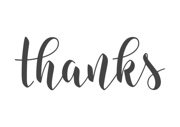 Handwritten Lettering of Thanks on White Background. Vector Illustration. — Stock Vector