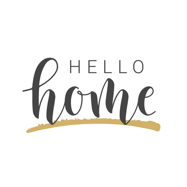 Vektor Illusztráció Kézzel Írott Levél Hello Home Banner Üdvözlőlap Képeslap — Stock Vector