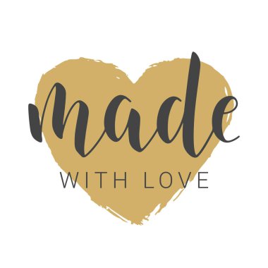 Vektör İllüstrasyonu. Sevgiyle Yapılmış El Yazması Mektuplar. Banner, Card, Etiket, Kartpostal, Poster, Yapıştırıcı, Yazdırma veya Web Ürünleri Şablonu. Beyaz Arkaplanda İzole Nesneler.