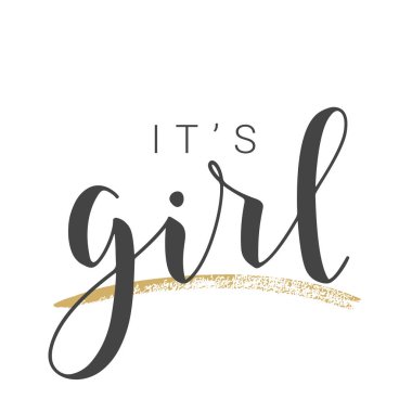 Vektör İllüstrasyonu. Kız 'ın el yazısıyla yazılmış mektubu. Banner, Card, Etiket, Kartpostal, Poster, Yapıştırıcı, Yazdırma veya Web Ürünleri Şablonu. Beyaz Arkaplanda İzole Nesneler.