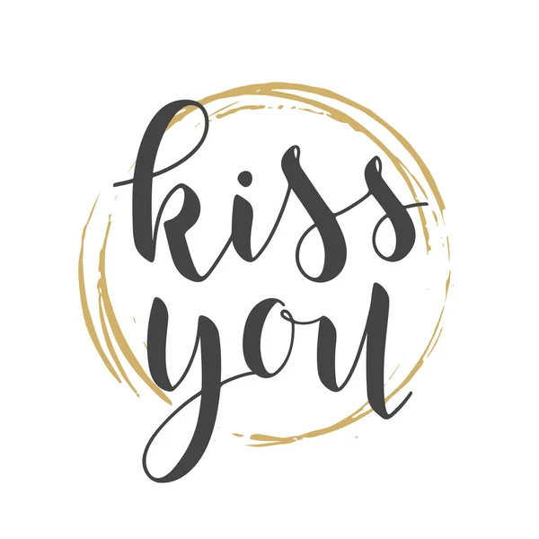 Ilustración Vectorial Lettering Kiss You Inglés Plantilla Para Banner Tarjeta — Archivo Imágenes Vectoriales