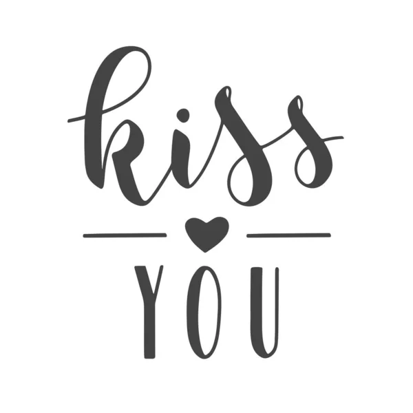 Ilustración Vectorial Lettering Kiss You Inglés Plantilla Para Banner Tarjeta — Archivo Imágenes Vectoriales