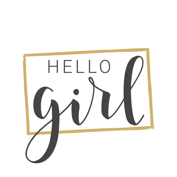 Векторная Иллюстрация Письмо Руки Hello Girl Шаблон Баннера Открытки Этикетки — стоковый вектор