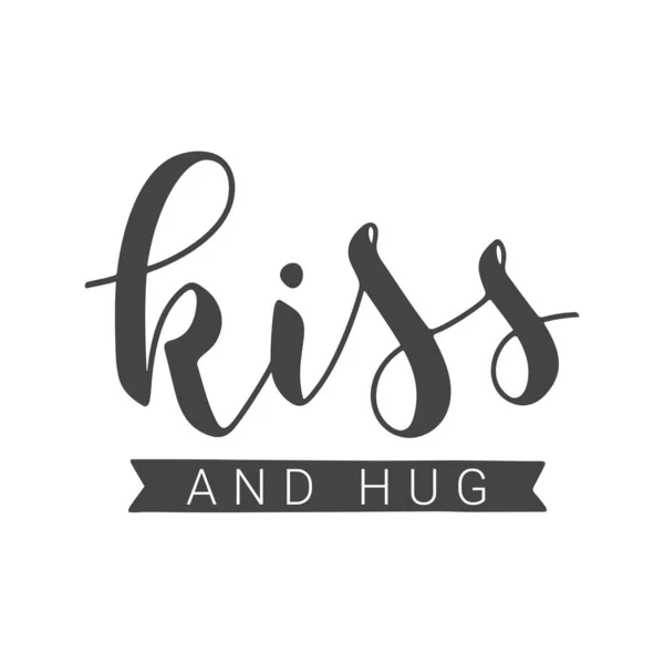 Ilustración Vectorial Lettering Kiss Hug Inglés Plantilla Para Banner Tarjeta — Archivo Imágenes Vectoriales
