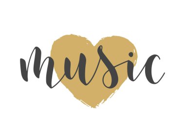 El yazısıyla yazılmış müzik mektubu. Banner, Card, Etiket, Kartpostal, Poster, Yapıştırıcı, Yazdırma veya Web Ürünleri Şablonu. Beyaz Arkaplanda tecrit edilmiş nesneler. Vektör Stok Resimleri.