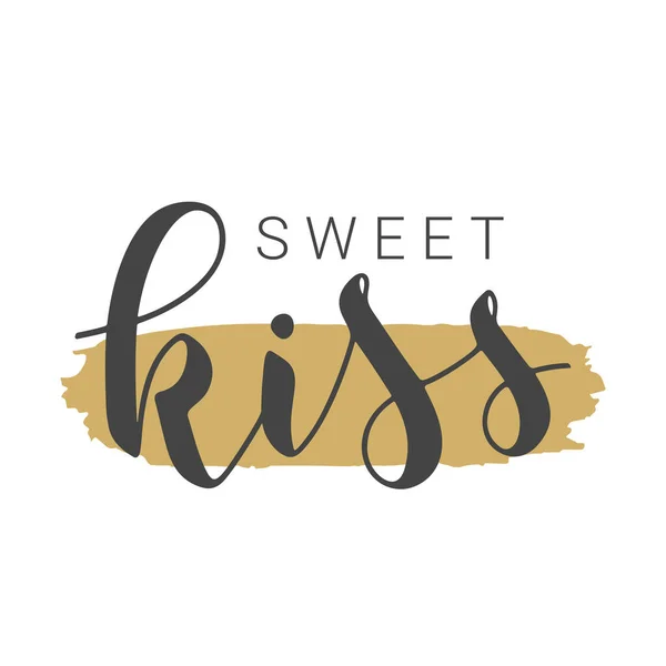 Vektorillustration Handgeschriebener Brief Von Sweet Kiss Vorlage Für Banner Karten — Stockvektor