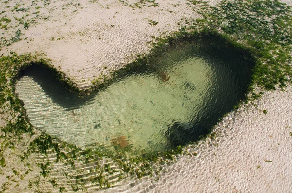 Una roccia a forma di cuore durante la bassa marea — Foto Stock