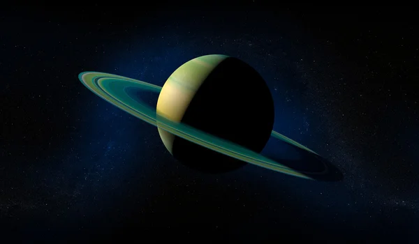 Saturn planet z pierścieniami. Zobacz miejsca — Zdjęcie stockowe