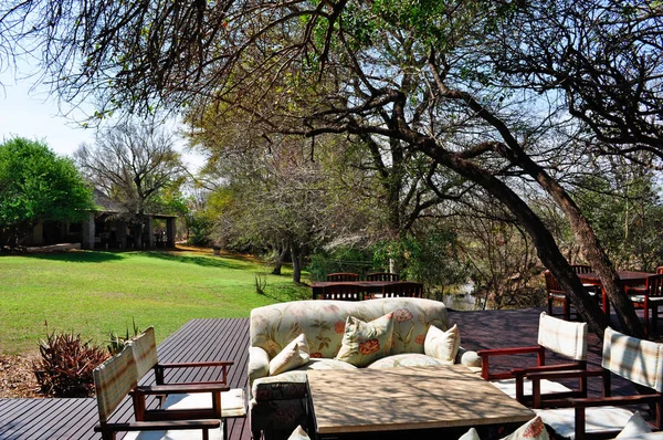 Safari in South Africa: sofas for relaxation at Ngala Private Game Reserve in the Kruger National Park